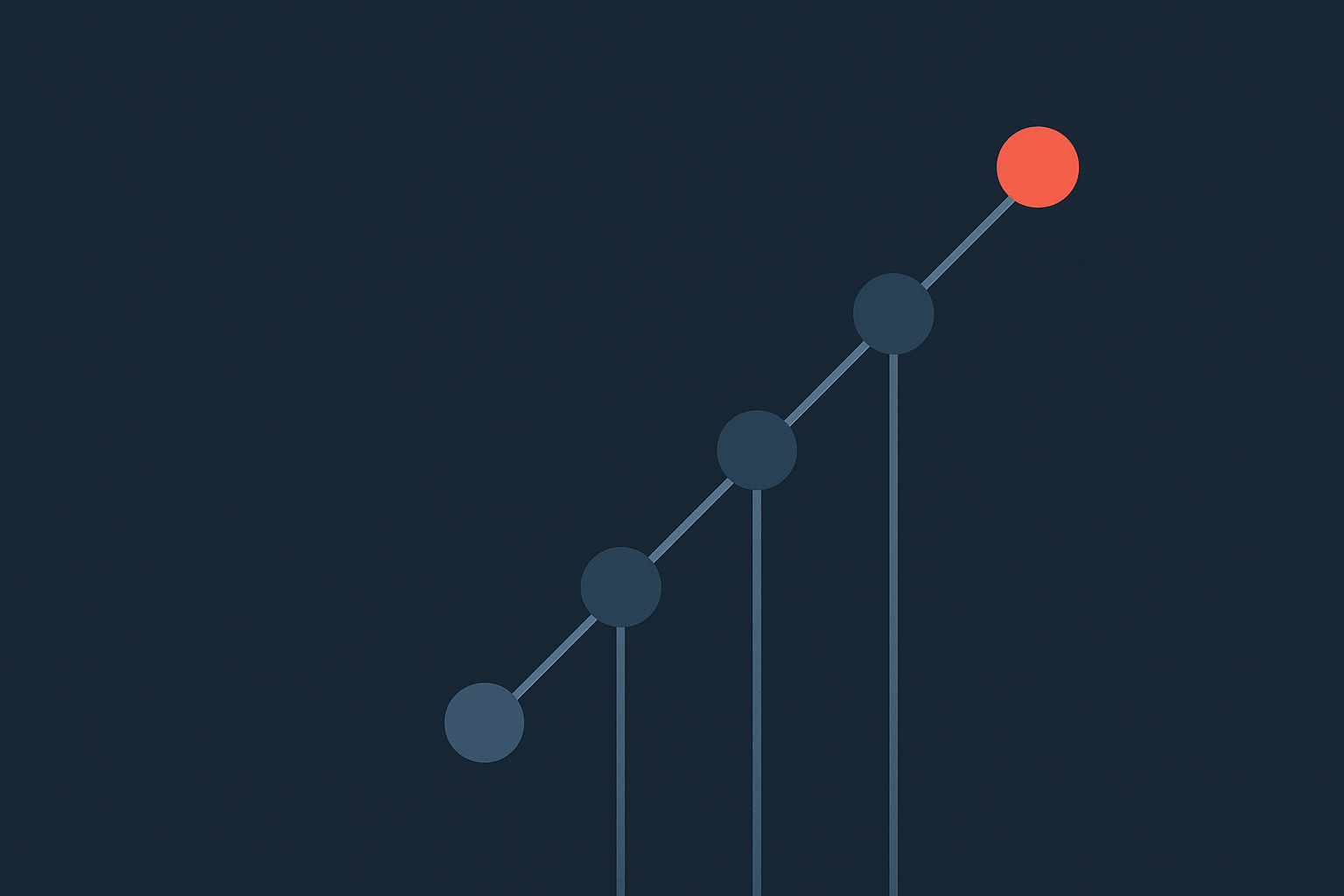 An ascending ladder of nodes with a coral apex, illustrating AI upskilling for HR
