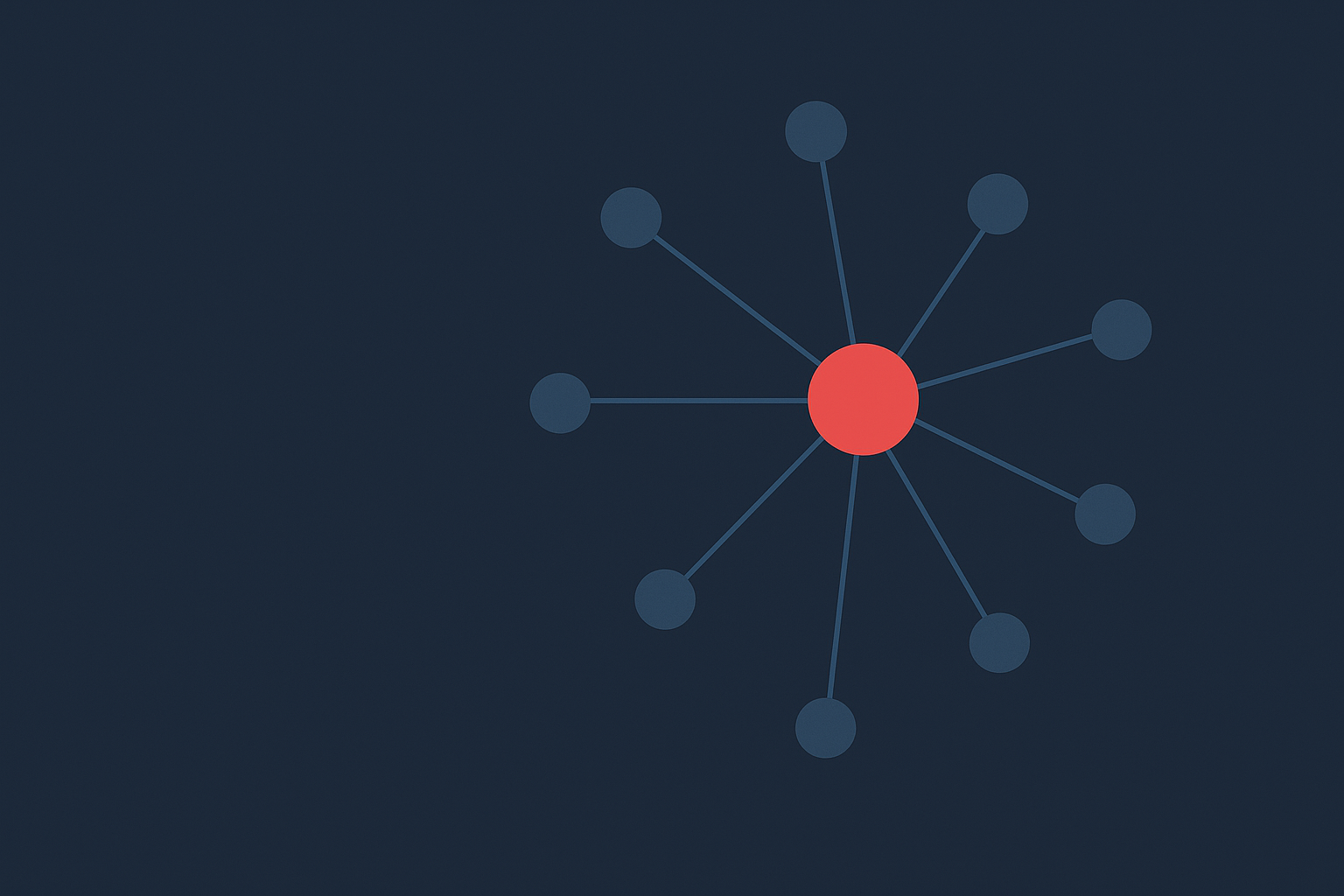 A central hub connected to satellite nodes in navy and coral, illustrating MCP and connectors for HR