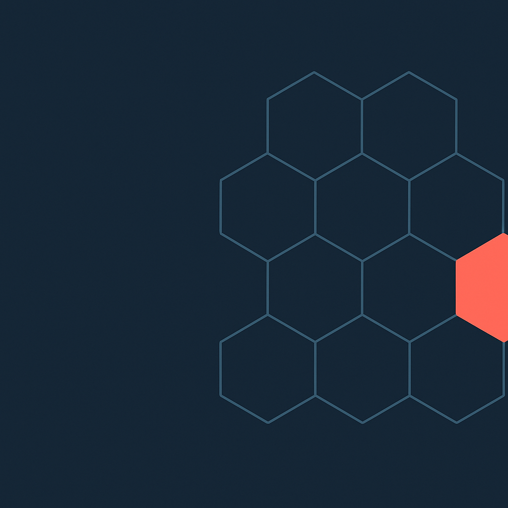 A honeycomb of skill cells with one coral hexagon, illustrating a skills-based organization