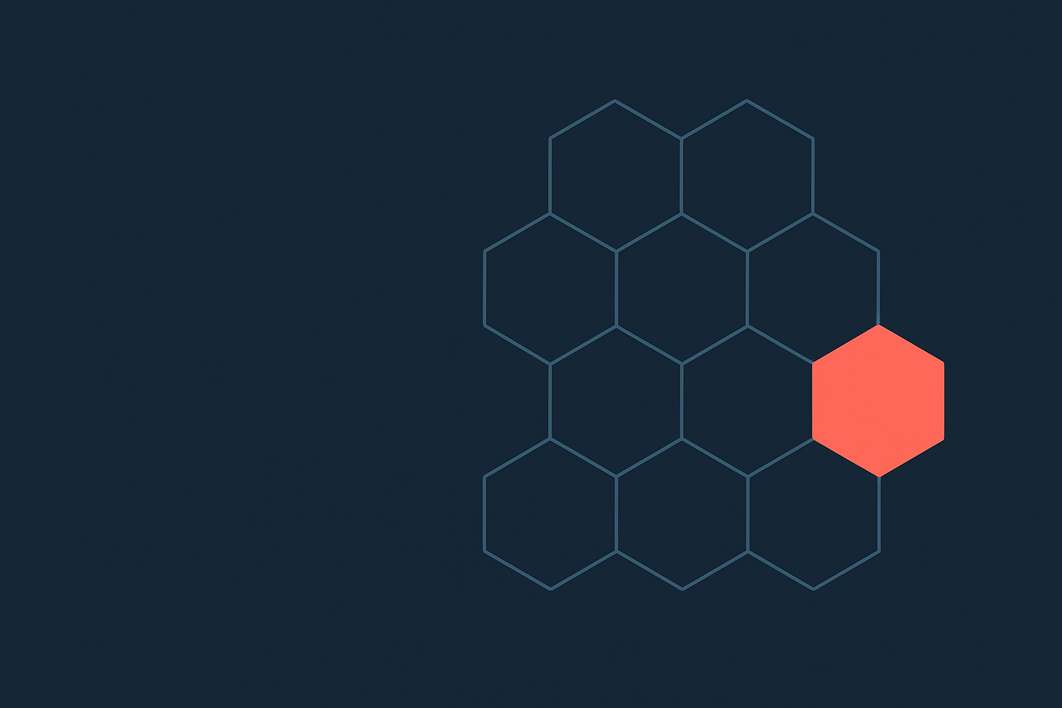 A honeycomb of skill cells with one coral hexagon, illustrating a skills-based organization